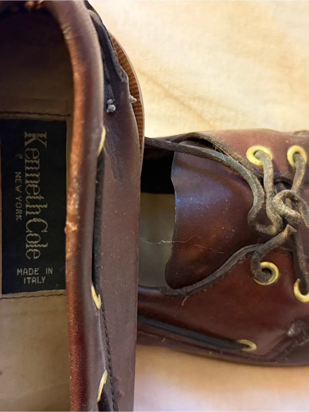 Kenneth Cole Brown Leather Lace-Up Boat Shoes